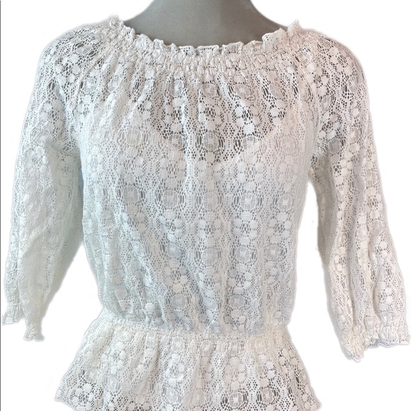 CHRISTOPHER & BANKS Lace Boho | Peasant Blouse - Picture 3 of 8